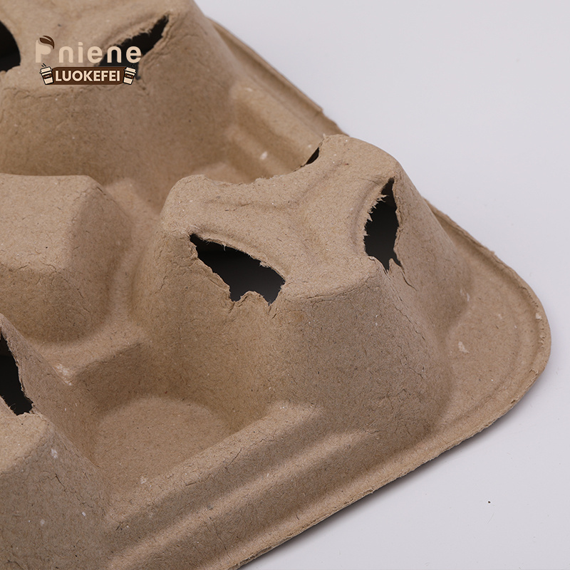 Biodegradable Disposable Takeaway Hot Drink 2 Cup Holder Takeout 4 Cup Tray Carrier Coffee Paper Cup Holder