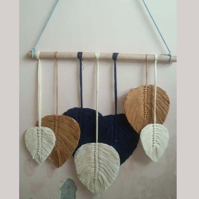 Leaf Design Handmade Weaving Macrame Wall Hanging For Living Room Best Home And Office Decoration Wall Hangings