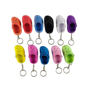 Cute 3D Mini EVA Plastic Foam Beach Hole Sandal Slipper Keychain Decoration Beach Croc Shoe keychain