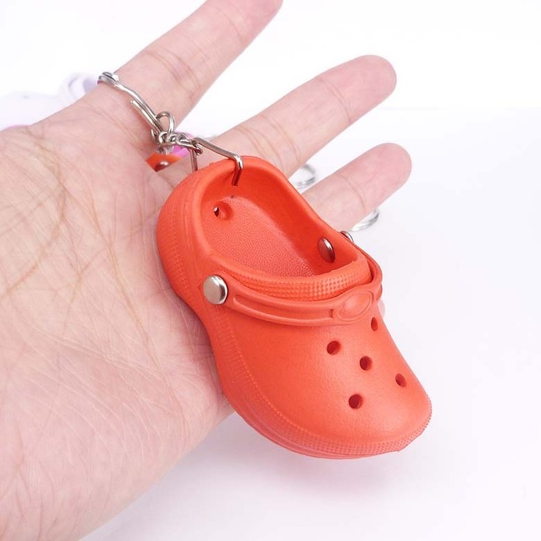 Cute 3D Mini EVA Plastic Foam Beach Hole Sandal Slipper Keychain Decoration Beach Croc Shoe keychain