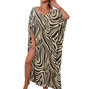 Cotton vacation long skirt beach cover up loose plus size robe bikini Loose Beach Cover Up Dress Long Sleeves Beach Kaftan