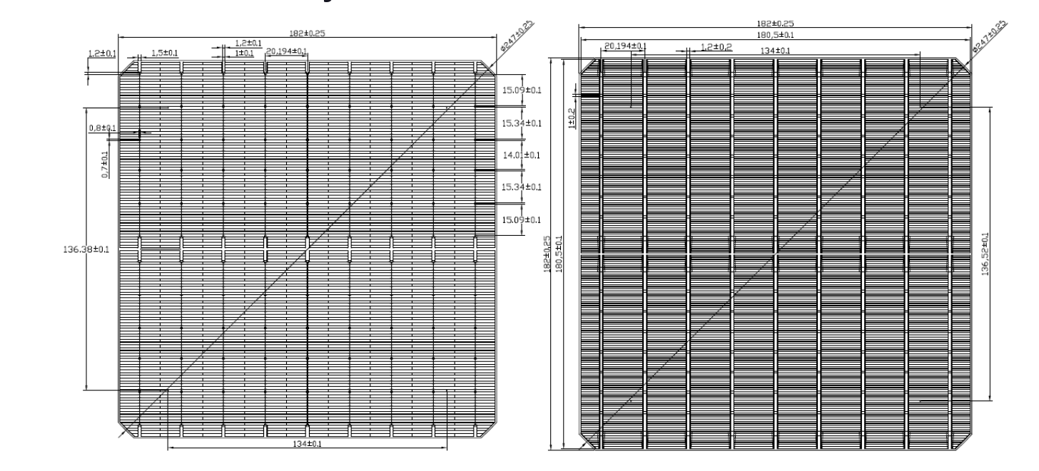 Mono 182mm 10BB 22.2% 22.4% 22.5% High Efficiency and  Big Size  Solar Cells