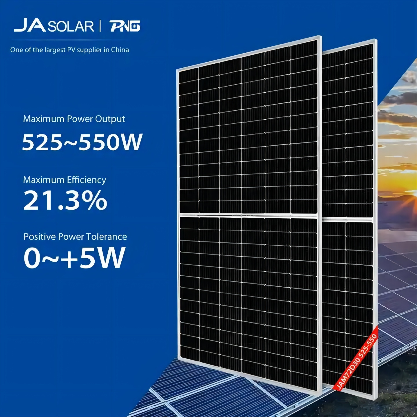 JA Solar Industrial High Sun Power Monocrystalline Silicon Solar Panels 530W 540W 545W 550W with High Efficiency Half Cells