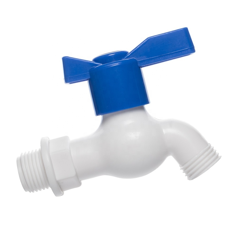 Wholesale 1/2 inch Plastic PP Water Taps with long water nozzle is connected to the pipe PVC tap bibcock tap faucet for watetbas