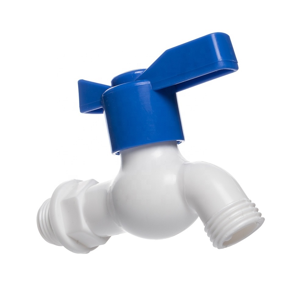 Wholesale 1/2 inch Plastic PP Water Taps with long water nozzle is connected to the pipe PVC tap bibcock tap faucet for watetbas