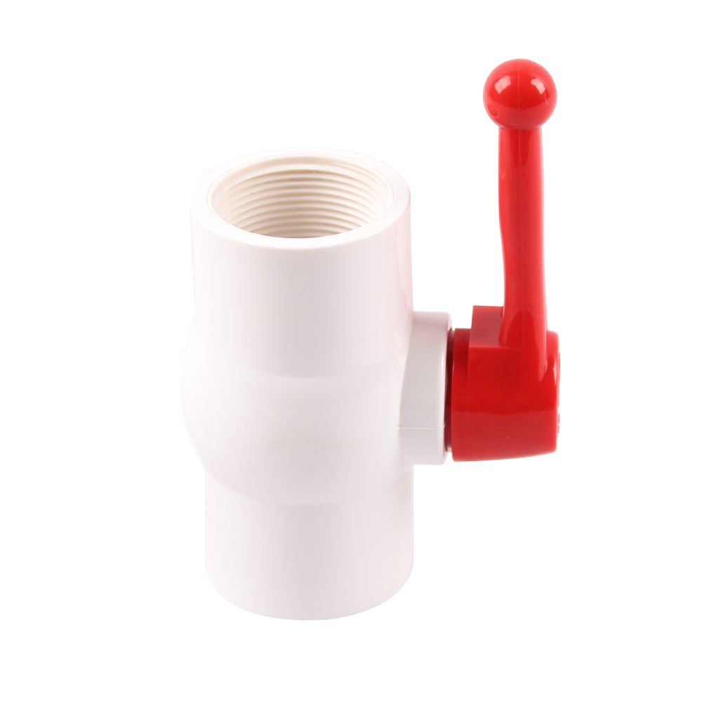 Agricultural irrigation system 2 inch UPVC Compact Ball Valve With Long Handle White Body Red Handle For Control Flow Water