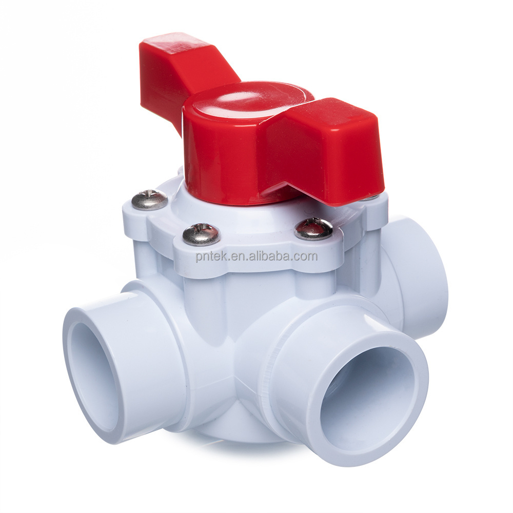 PNTEK  High Quality 25mm Socket White Body PVC Swimming Pool Diverter Valve 3 Way Valves for Pool and Spa