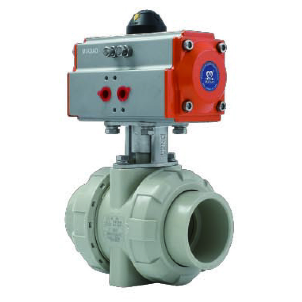 Good Price Pntek Ball Valve Dn15 20 25 32 Actuated Double True Union Plastic Upvc Pvc Air Actuator Pneumatic Actuator Ball Valve