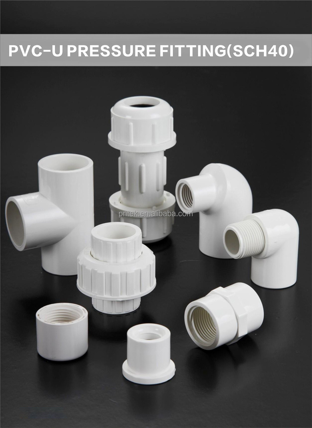 Customized Plastic Pipe Fittings PVC Gutter Fittings  Pipe Fittings SCH40  PVC Equal Tee 1/2