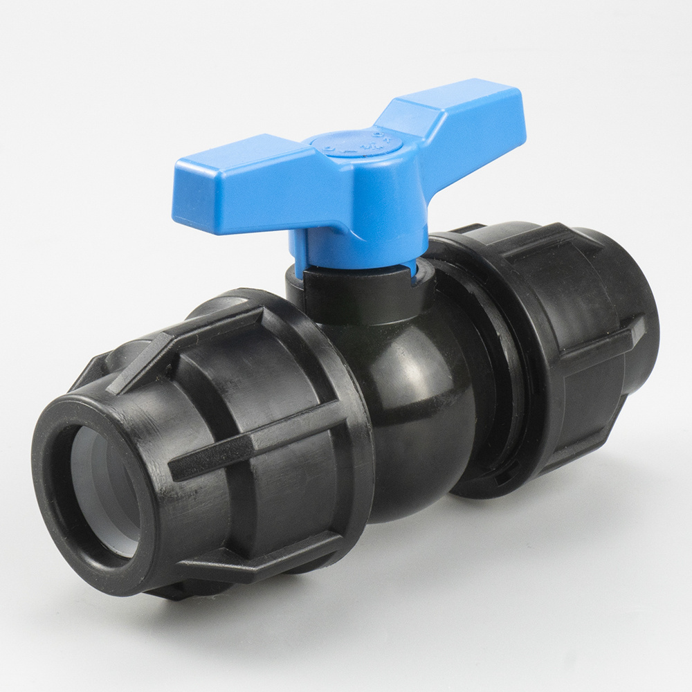 Pntek Male PP Double Union Ball Valve Compression Fittings PN16 for Water Pipes PE Pipe Fittings Poly Pipe HDPE Fittings