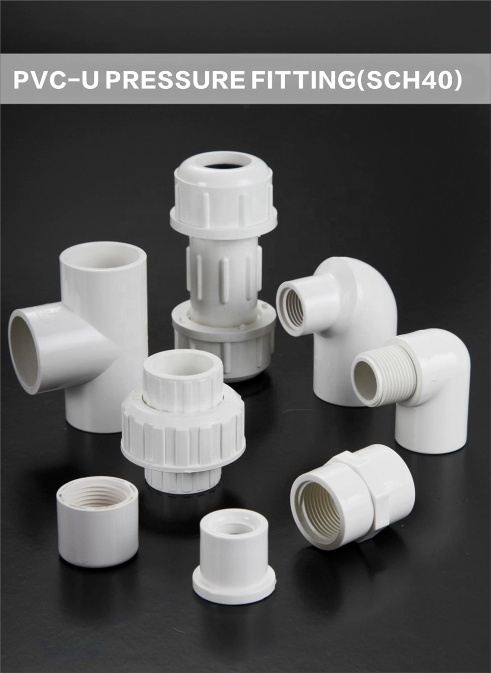 Customized Plastic Pipe Fittings PVC Gutter Fittings  Pipe Fittings SCH40  PVC Equal Tee 1/2