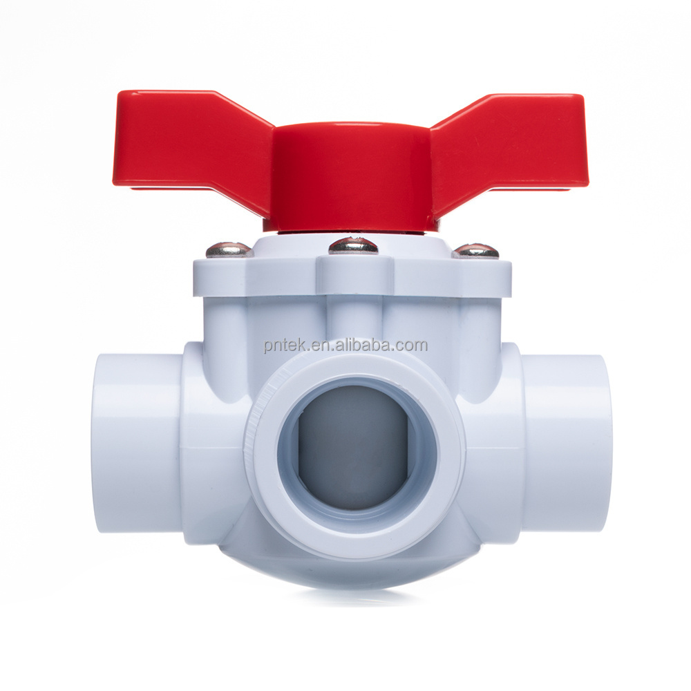 PNTEK  High Quality 25mm Socket White Body PVC Swimming Pool Diverter Valve 3 Way Valves for Pool and Spa