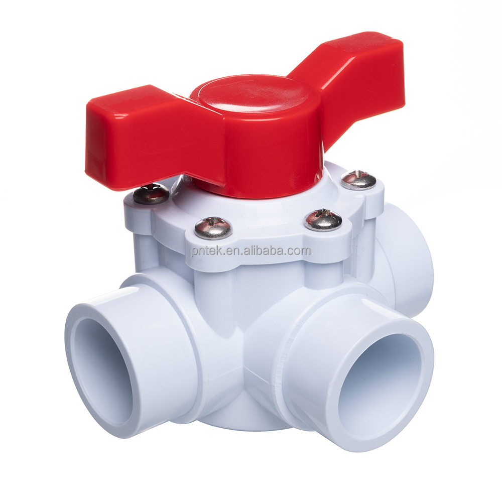 PNTEK  High Quality 25mm Socket White Body PVC Swimming Pool Diverter Valve 3 Way Valves for Pool and Spa