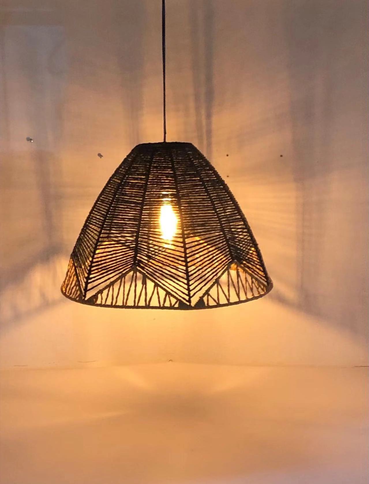 Office Home Decoration Ceiling Christmas Decor Light Cover Handmade Natural Rattan Lamp Shade