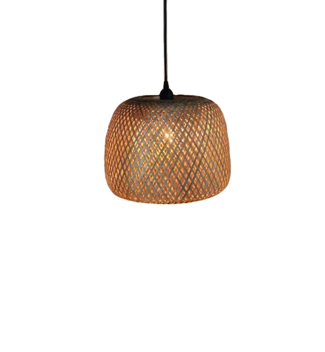 Restaurant Dining Decorative Kitchen Woven Round Basket Rattan Bamboo Lampshade For Chandelier Hanging Lampshade