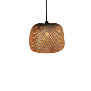 Restaurant Dining Decorative Kitchen Woven Round Basket Rattan Bamboo Lampshade For Chandelier Hanging Lampshade