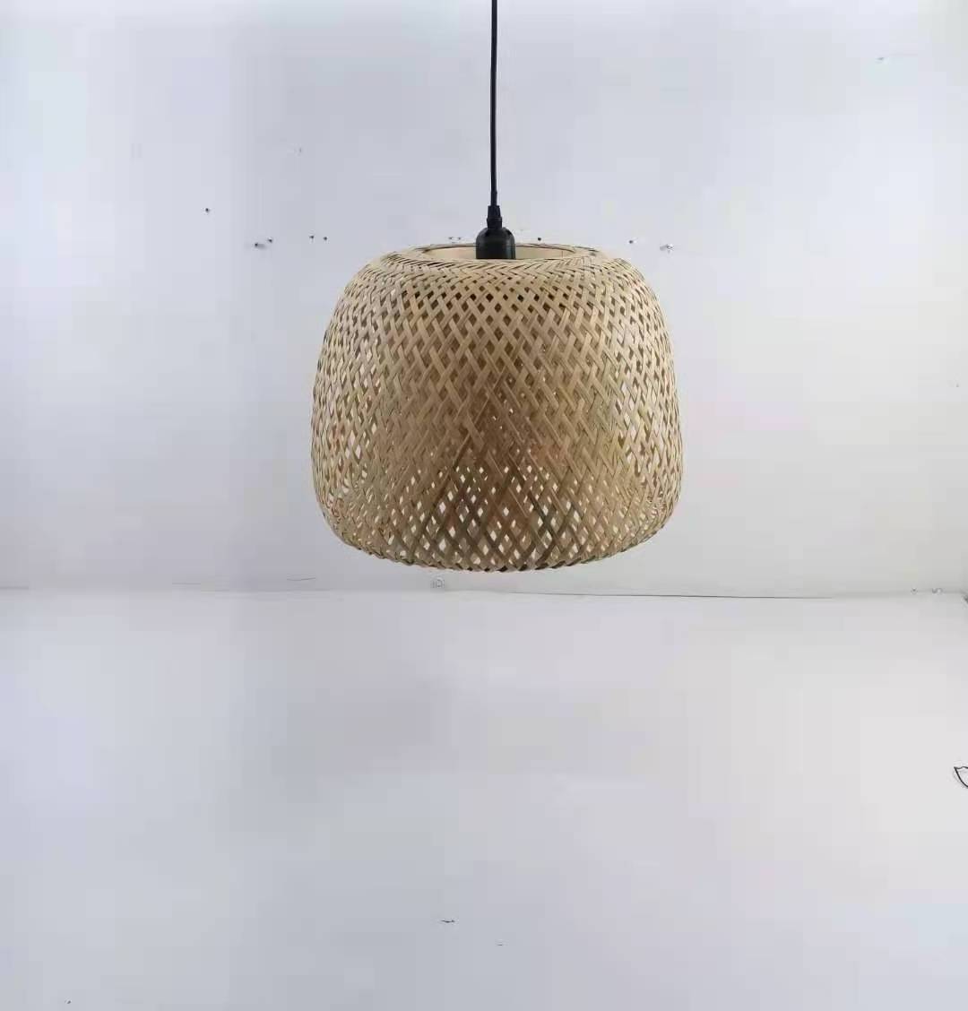 Restaurant Dining Decorative Kitchen Woven Round Basket Rattan Bamboo Lampshade For Chandelier Hanging Lampshade