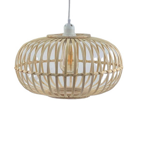 Modern Farmhouse Rattan Pendant Light Boho Woven Rattan Lamp Shade Mid Century Modern Wicker Rattan Light Fixture