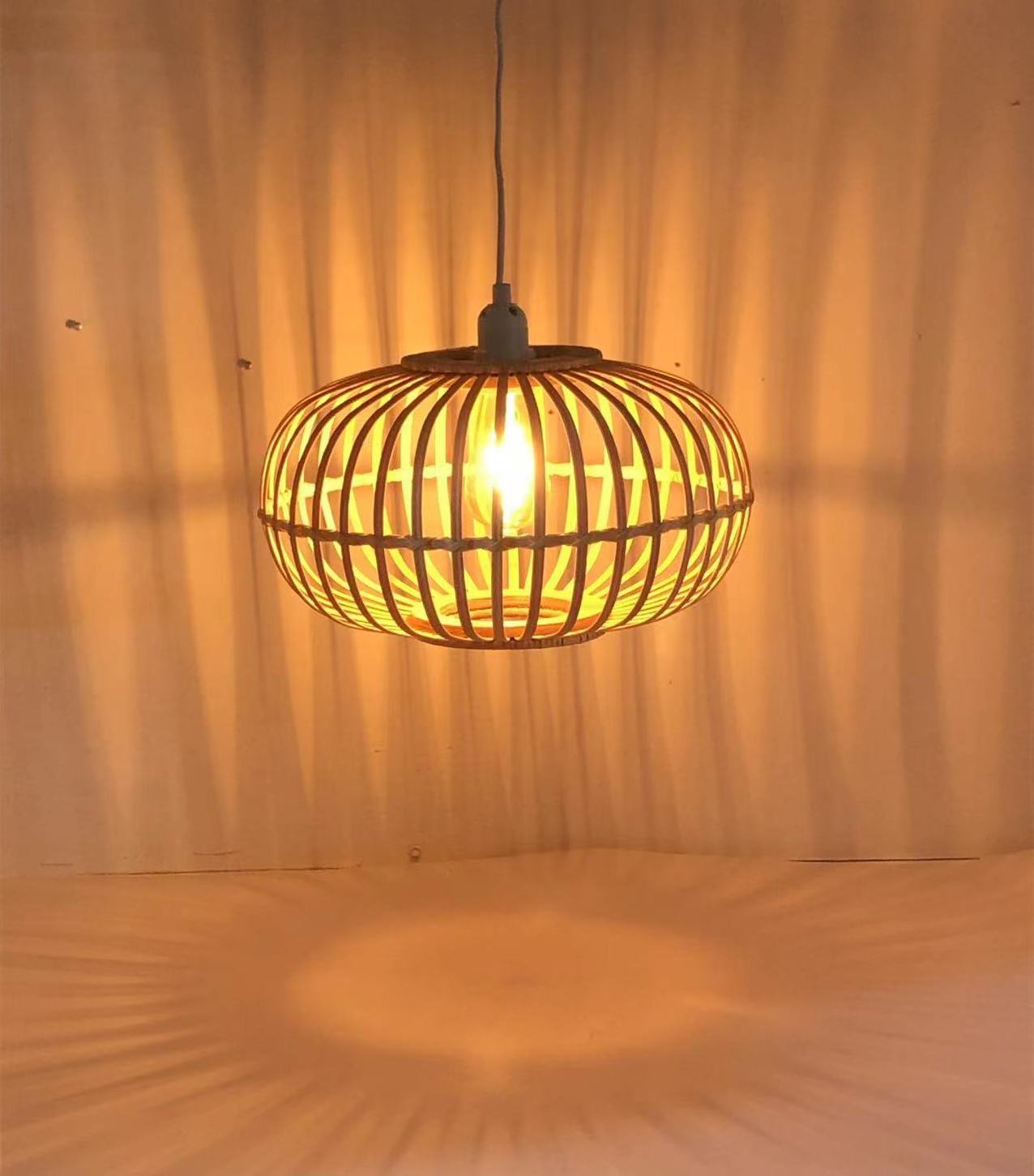 Modern Farmhouse Rattan Pendant Light Boho Woven Rattan Lamp Shade Mid Century Modern Wicker Rattan Light Fixture