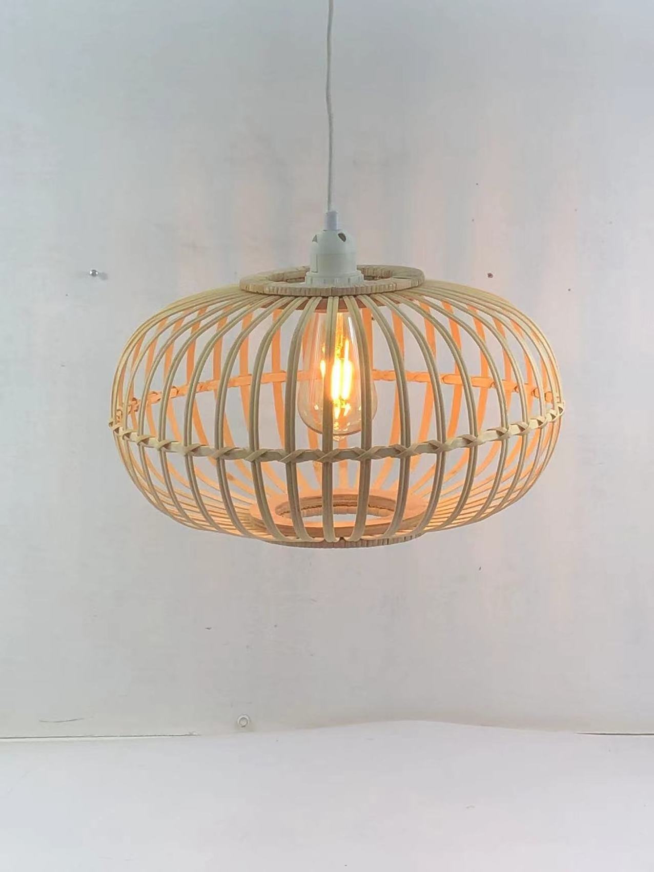 Modern Farmhouse Rattan Pendant Light Boho Woven Rattan Lamp Shade Mid Century Modern Wicker Rattan Light Fixture