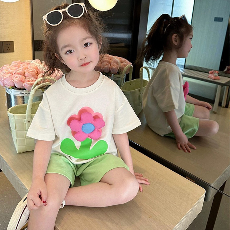 Girls set summer new style girl baby summer short-sleeved two-piece fashion summer dress girls clothes