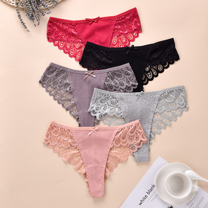 sexy lace tanga underwear for woman transparent low-rise ladies panties