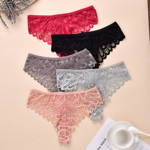 sexy lace tanga underwear for woman transparent low-rise ladies panties