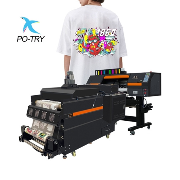 PO-TRY new 60cm 2 I3200 head digital fabric audley dtf printer printing machine with powder shaker price for sale