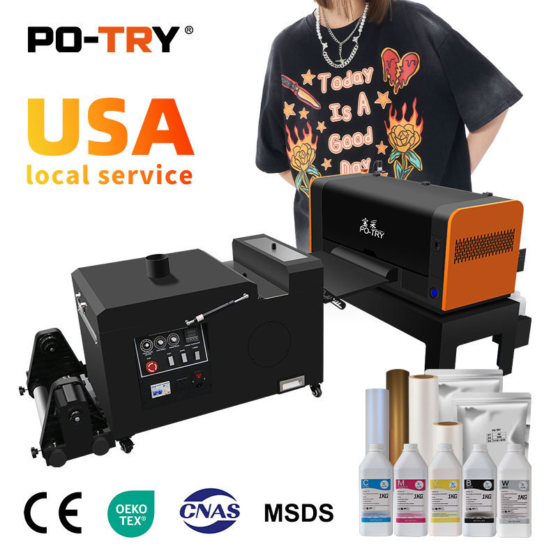 PO-TRY dtf printer dtf printer with powder shaker and oven digit t shirt a3 dtf printer i3200  printing machine