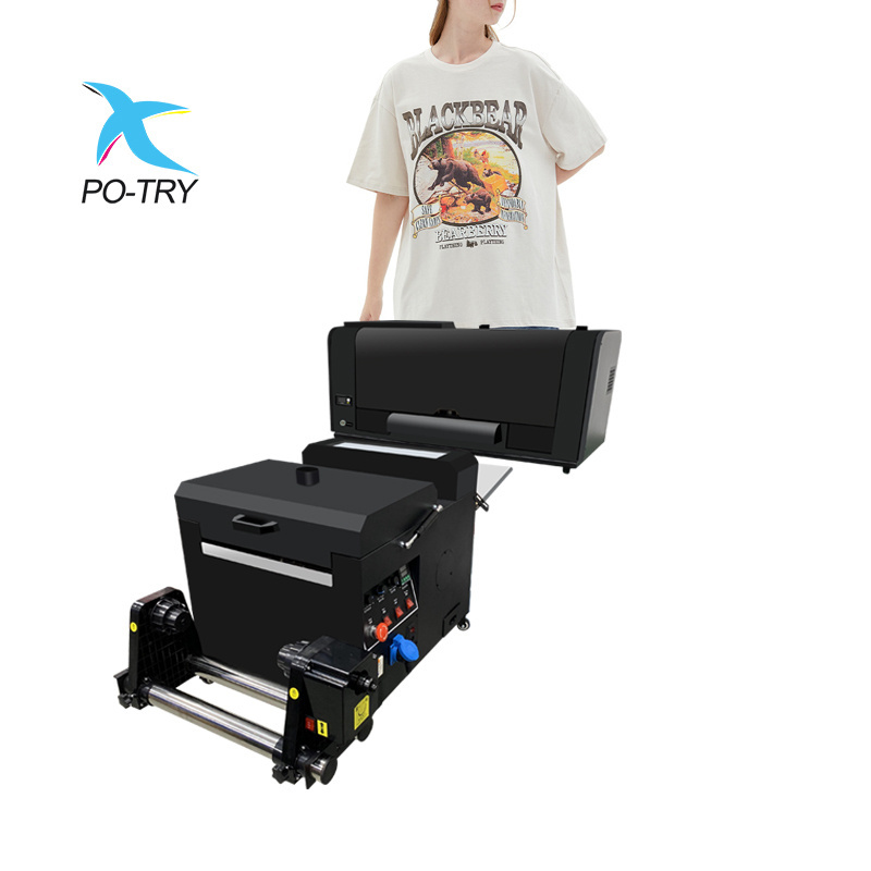 PO-TRY new 60cm 2 I3200 head digital fabric audley dtf printer printing machine with powder shaker price for sale