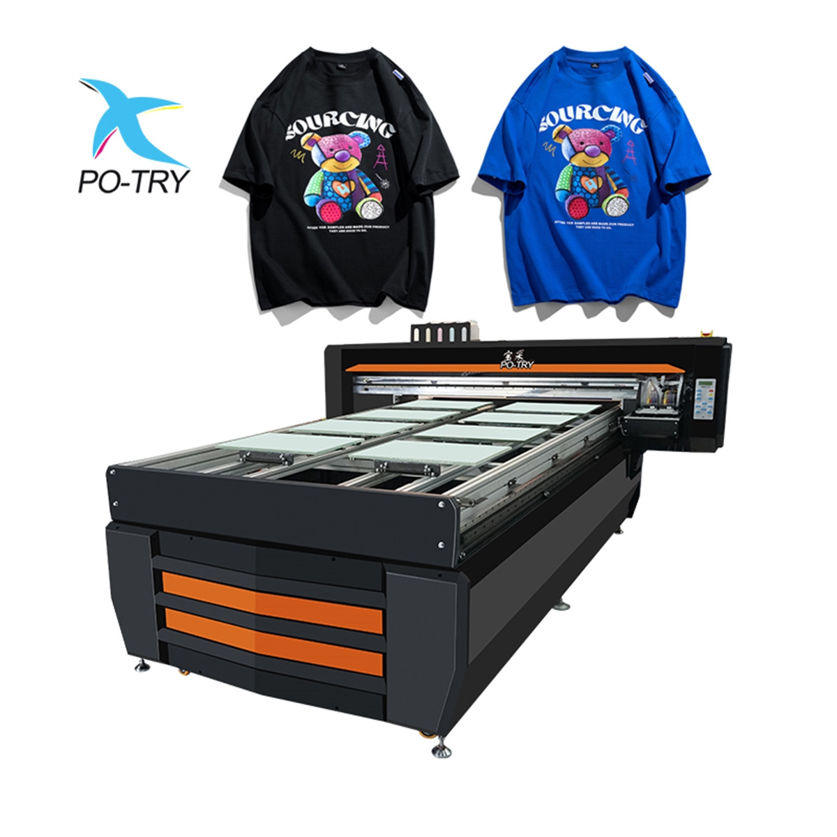 POTRY 8/16/24 Stations A3 A4 Clothes T Shirt Digital Printing Flatbed Direct to Garment Multifunctional DTG Printer