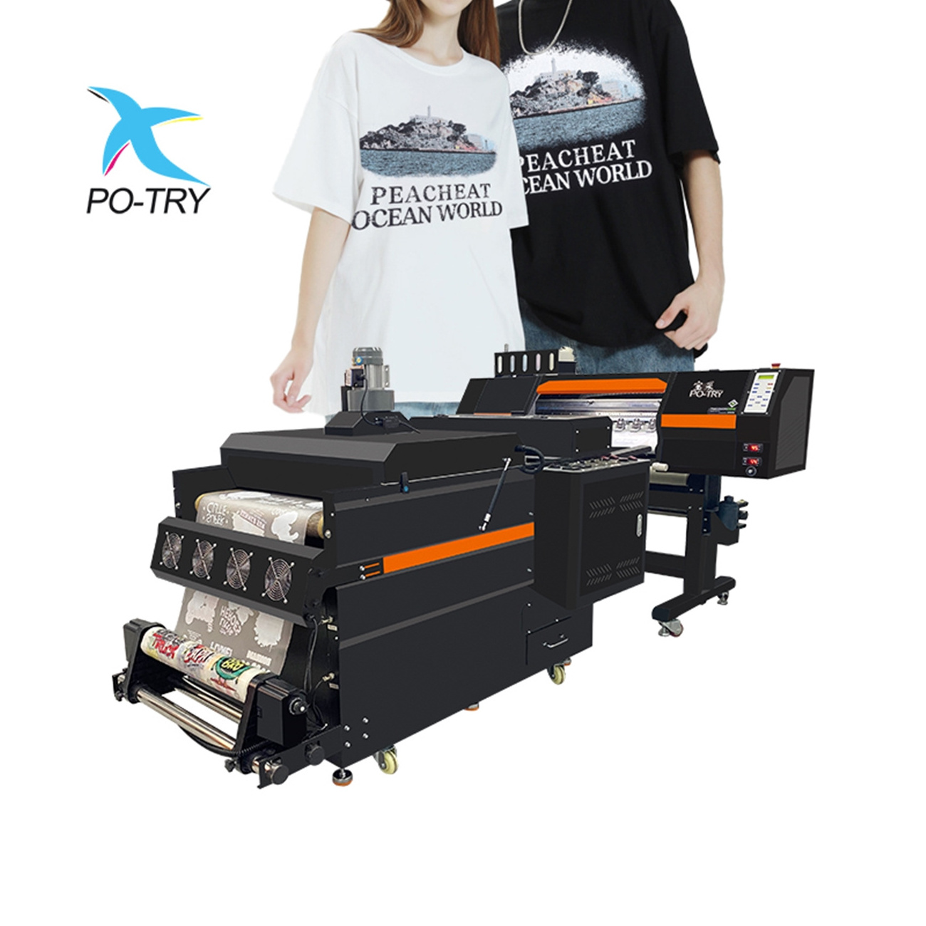 PO-TRY new 60cm 2 I3200 head digital fabric audley dtf printer printing machine with powder shaker price for sale