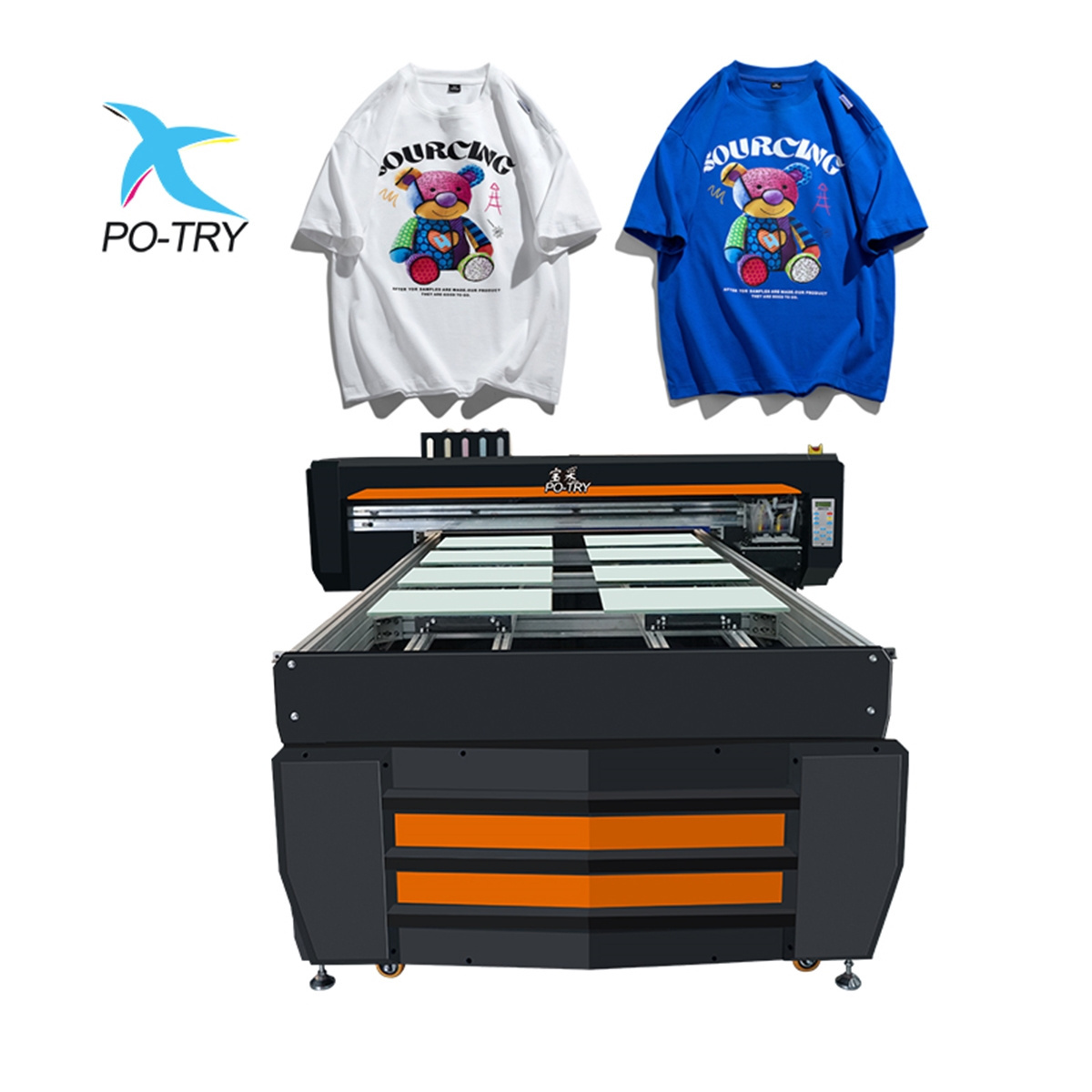 POTRY 8/16/24 Stations A3 A4 Clothes T Shirt Digital Printing Flatbed Direct to Garment Multifunctional DTG Printer