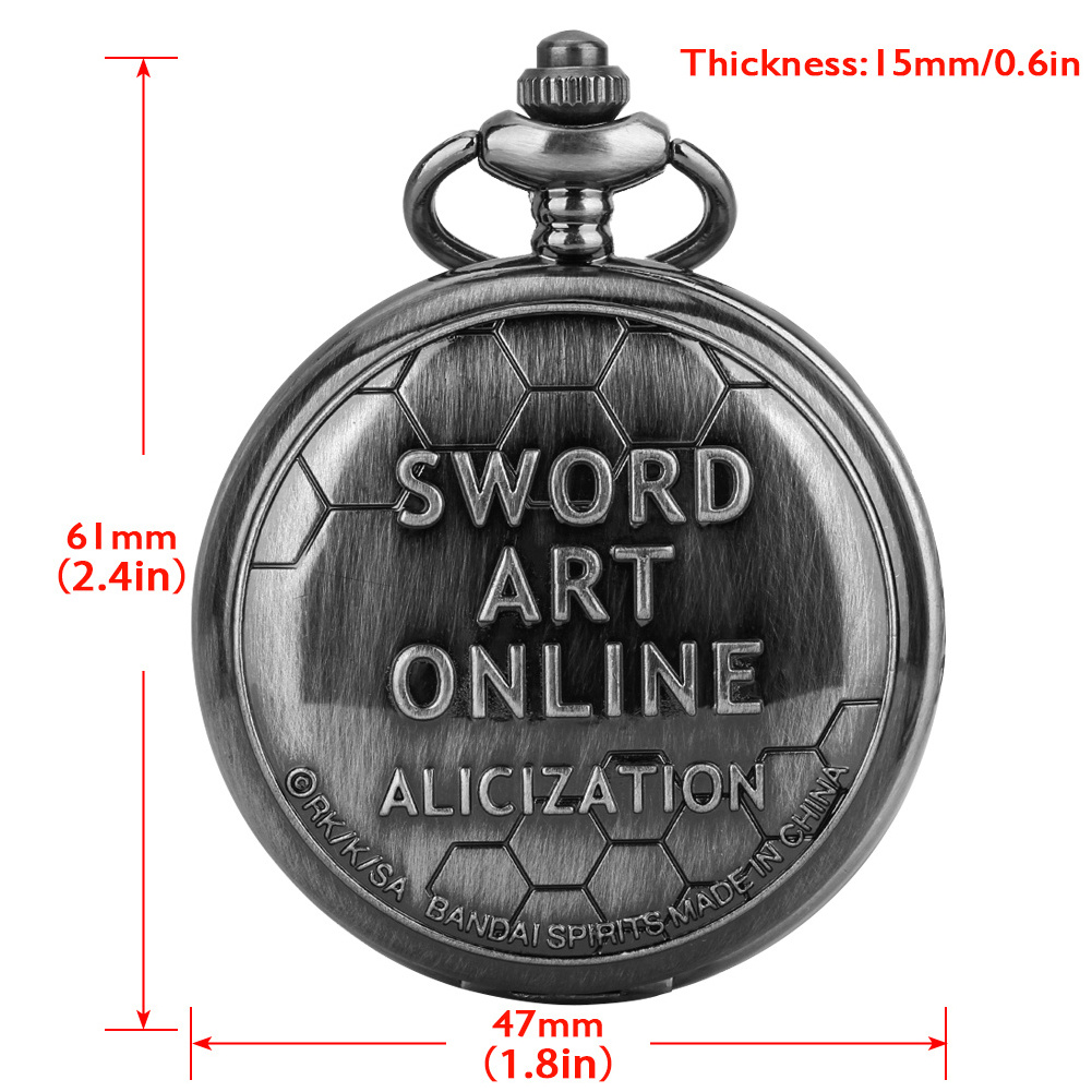 Retro Black SAO Sword Art Online Alicization Kirigaya Kazuto Kirito Yuuki Asuna Cosplay Anime Pocket Watch