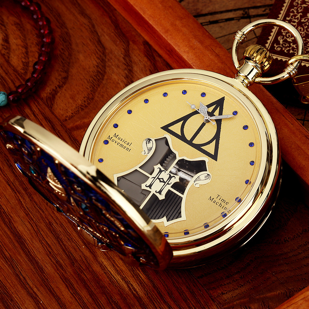 Best Gift Magic School Themed Vintage Musical Clock Box Music Pocket Watch with Chain