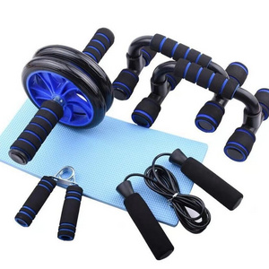 Home Exercise Abdominal Muscle Wheel Jump Rope Wall Pulley 8 Figure Pullers Push Up Bar Mat 5 In 1 AB Wheel Roller Set