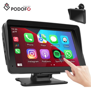 Podofo Portable Wireless Carplay & Android Auto Car Radio Autoestereo 7 Inch Touch Screen GPS BT FM Smart Car Monitor PND