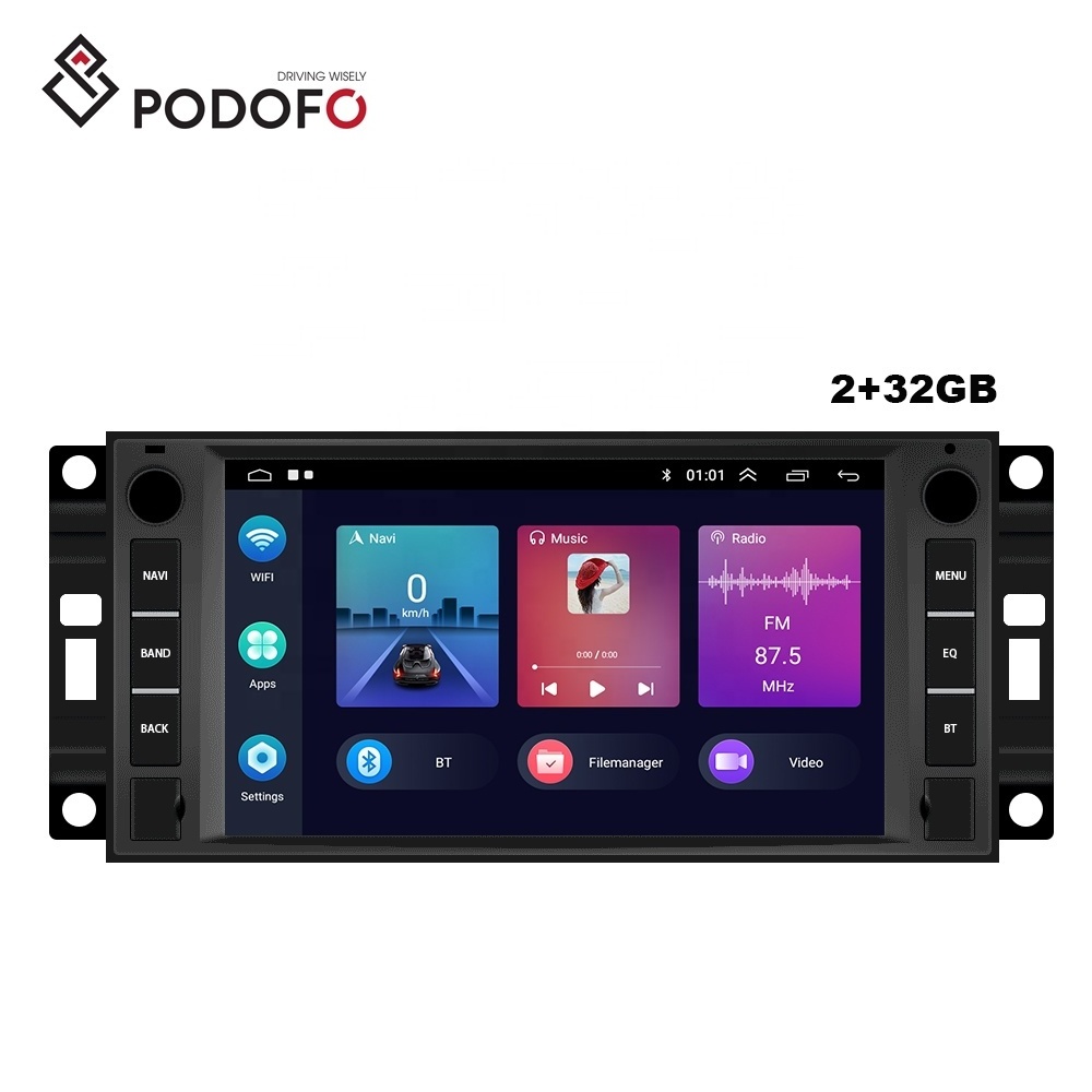 (EU/US Stock) Podofo 2+64GB Carplay Android Auto Car Radio 2 Din 7'' BT WiFi GPS FM For Chevrolet/Chrysler/Jeep/Dodge/300C