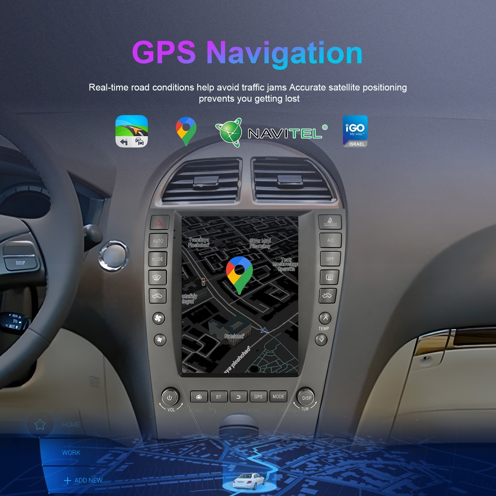 Podofo 8 Core 4+64G 9.7'' Android Car Stereo Radio For Lexus ES240/ES350/ES330 2006-2012 CarPlay/Android Auo/GPS/WiFi/4G/RDS/DSP