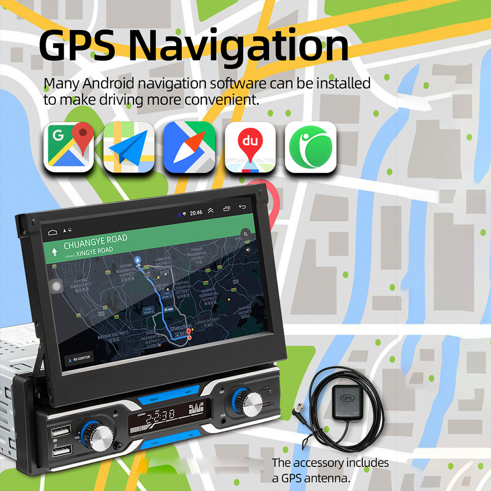 Podofo 1 Din Android Car Radio Para Carro Autoradio 7'' Automatic Retractable Screen GPS Wifi BT USB FM RDS Auto Electronics