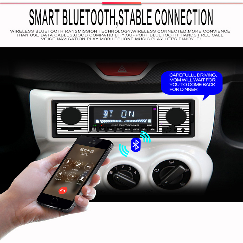 Podofo Autoradio 12V BT 1din Car Stereo Car MP3 Player FM Radio Receiver Support Aux SD USB MMC Remote Control