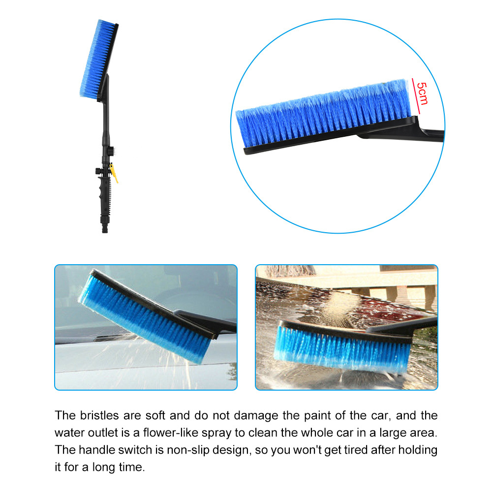 Podofo Long Handle Soft Bristles Snow Car Wash Brush Cleaning Brushes with Long Handle and Foam Bottle Water Spray