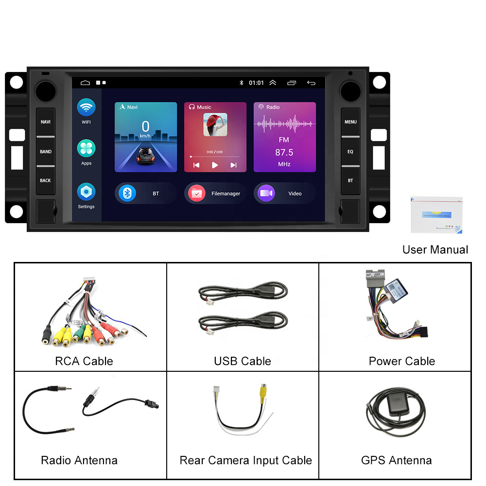 (EU/US Stock) Podofo 2+64GB Carplay Android Auto Car Radio 2 Din 7'' BT WiFi GPS FM For Chevrolet/Chrysler/Jeep/Dodge/300C