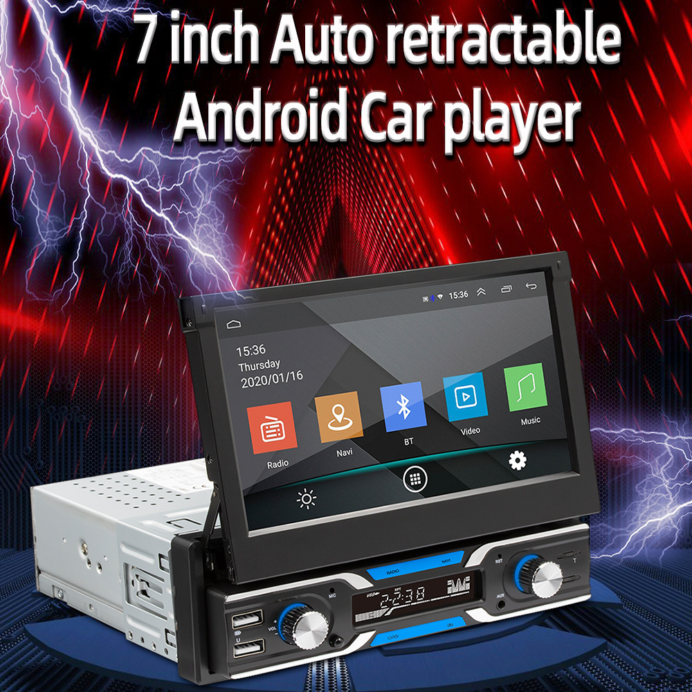 Podofo 1 Din Android Car Radio Para Carro Autoradio 7'' Automatic Retractable Screen GPS Wifi BT USB FM RDS Auto Electronics