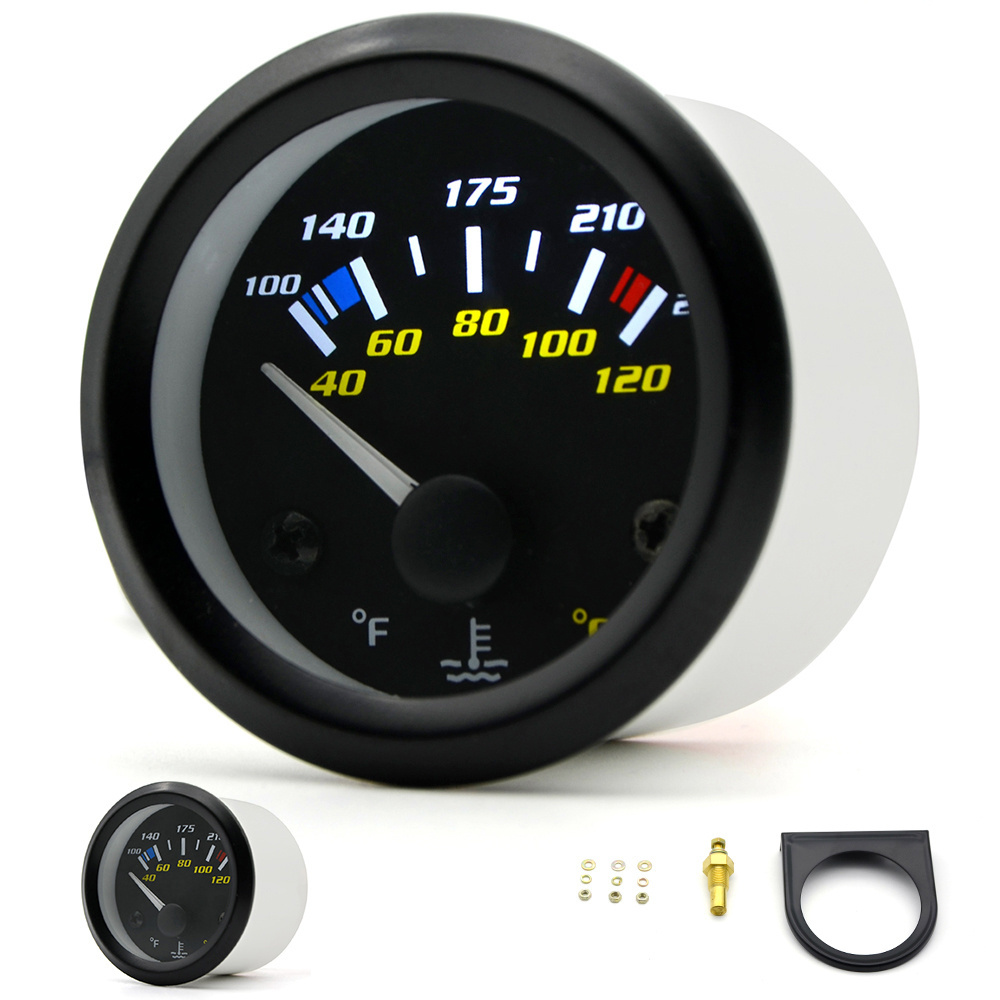 Podofo 2Inch 52mm LED Dual Analog Water Temp Gauge Water Temperature Car Gauge 40-120C/100-250F For Universal Car