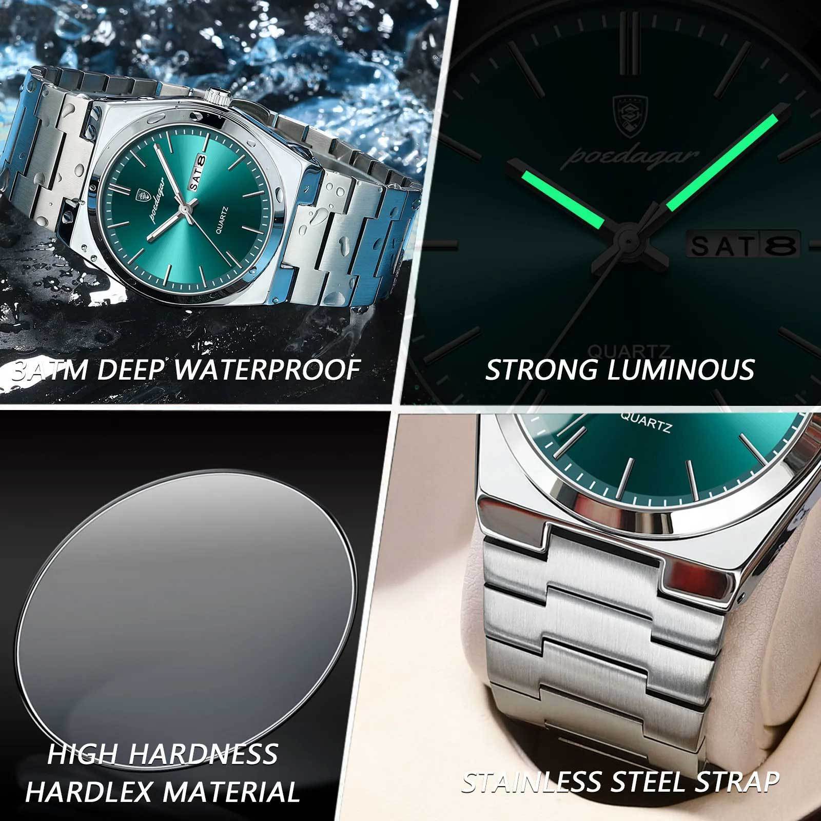 Poedagar Hot Sale 930 Luxury  Quartz Watch Stainless Steel Men's Watches Waterproof Luminous Watch for Men