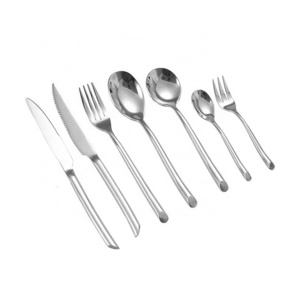 Factory Stainless Steel Simple Spoon And Fork Sets Flatware Silverware Banquet Home Silver Restaurant Hotel Cutlery Set