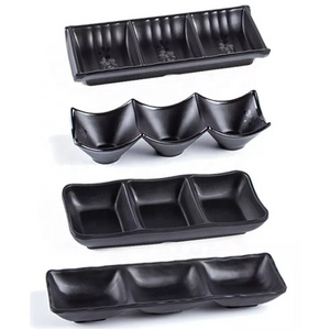 Black melamine tableware dip plate Japanese style black tableware Frosted thickened plastic dish