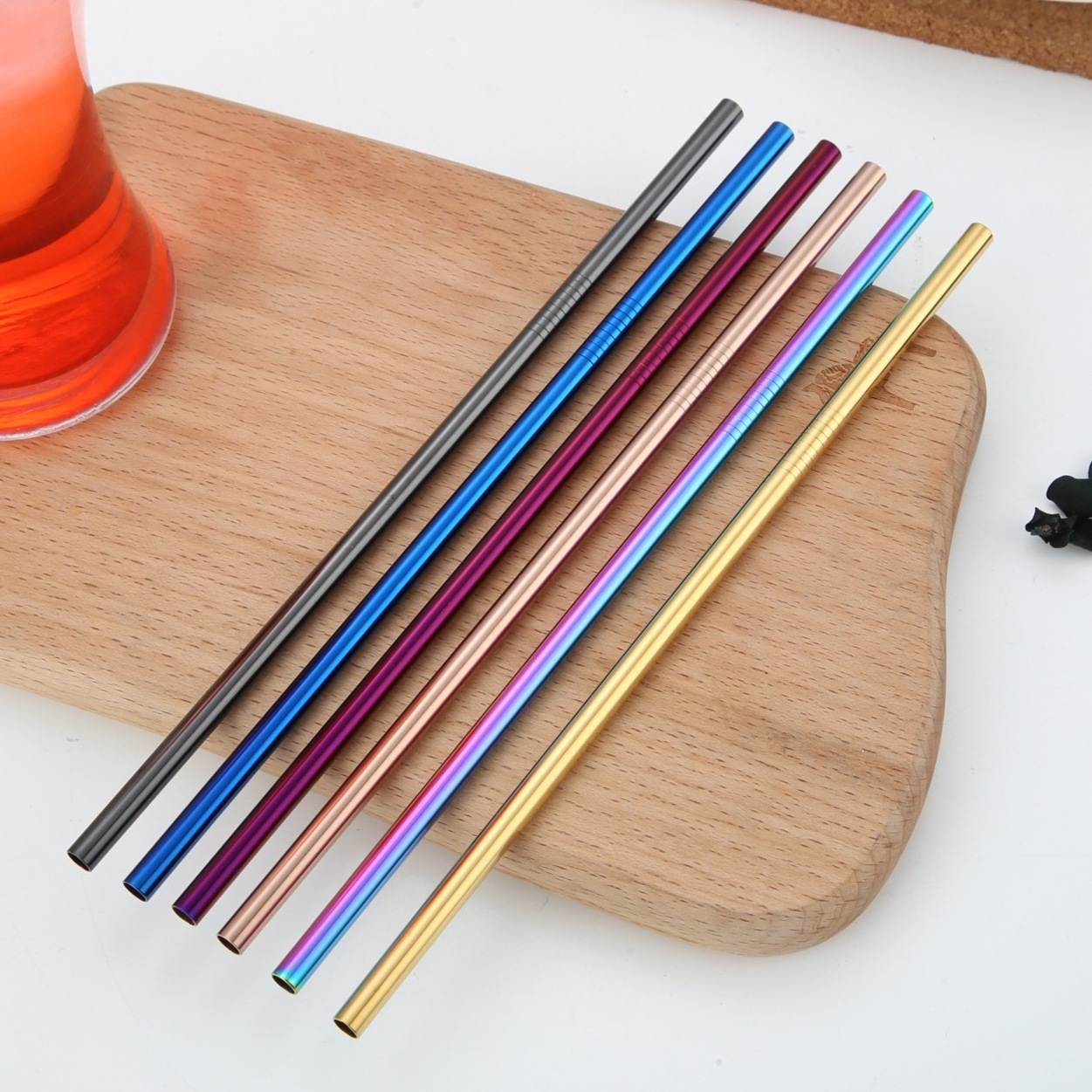 Stainless steel straw and brush set Portable Drinking Straw stainless gold drinking straws 6mm