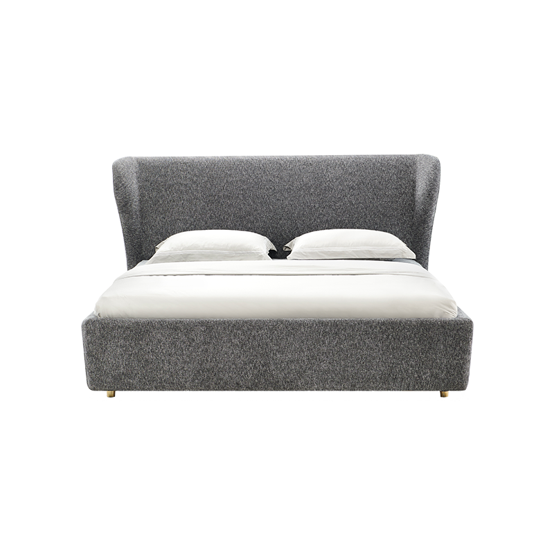 Super Modern Furniture Grey Bed Set Luxury High Quality upholstered Fabric King size Bed